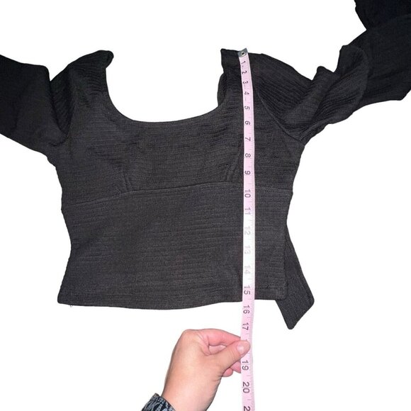 B.O.G. BAND OF‎ THE FREE BLACK RIBBED CROP KNIT SHIRT LONG SLEEVES WOMEN SIZE XS - Picture 6 of 10